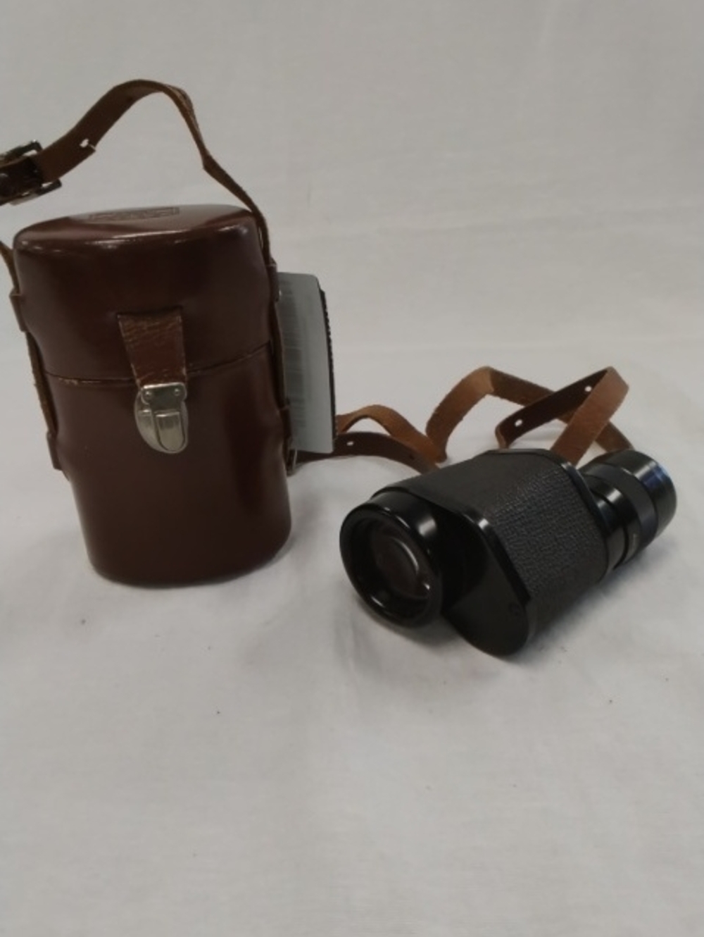 Black Carl Zeiss Vintage Monocular German Binocular with Brown Leather Case